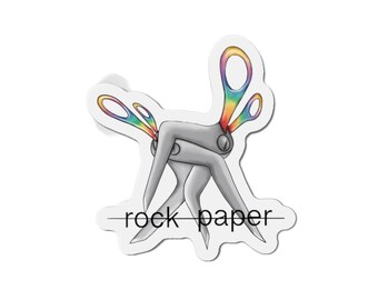Rock Paper Scissors rainbow magnet