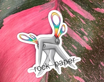 Rock Paper Scissoring - Funny Lesbian Sticker Waterproof Gay LGBTQIA Sticker