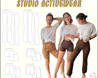 Studio Activewear naaipatroon (maten 4-24), beginnersnaaipatroon, digitaal Activewear patroon. A4, US Letter en A0.