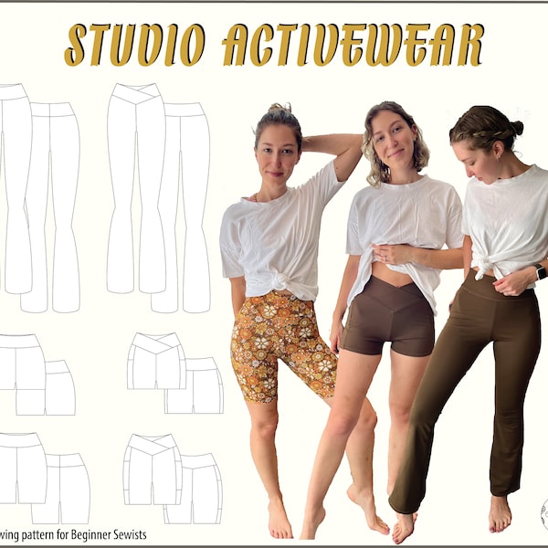 Studio Activewear Sewing Pattern (Sizes 4-24), Beginner Sewing Pattern, Digital Activewear Pattern. A4, US Letter and A0.