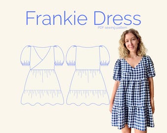 Frankie Dress PDF Sewing Pattern - Size 4-24 AU. Buffet mini dress for beginner to intermediate sewists.