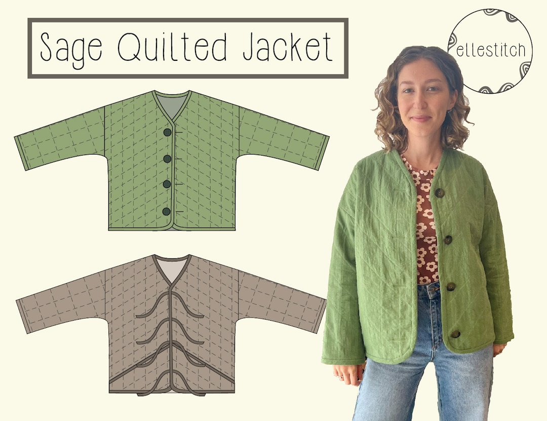 Sage Jacket PDF Sewing Pattern sizes 424, Quilted Jacket Sewing