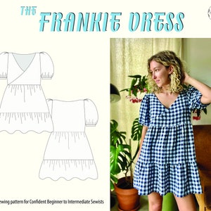 Frankie Dress PDF naaipatroon maat 4-24 AU. Buffet mini-jurk voor beginnende tot gevorderde naaisters. afbeelding 1