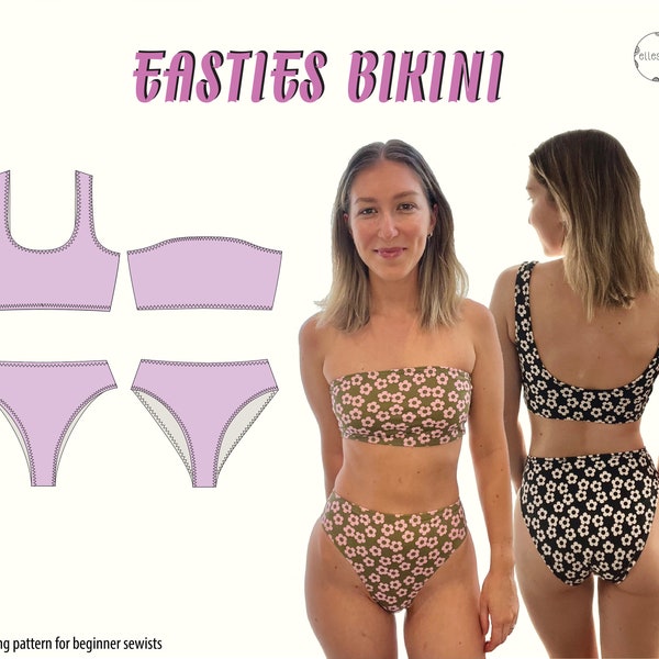 Easties Bikini Schnittmuster (Größen 4-24), Anfänger Schnittmuster, Digitales Schnittmuster. A4, US Letter und A0.