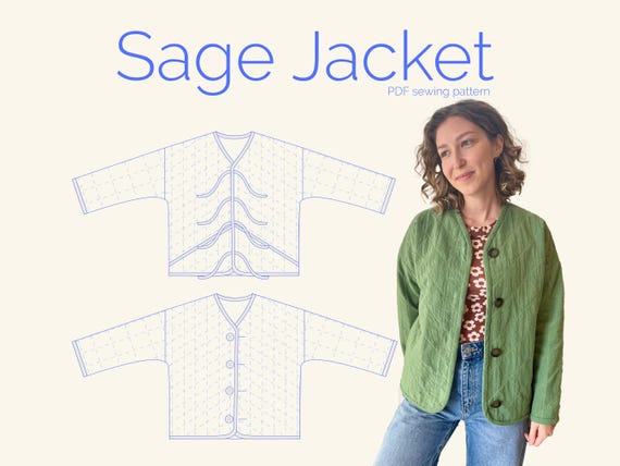 Sage Jacket PDF Sewing Pattern (sizes 4-24), Quilted Jacket Sage Jacket PDF Sewing Pattern (sizes 4-24), Quilted Jacket