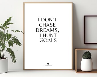 Poster Motivation •  Business I Deko I Büro I Office I Typografie I minimalistisch I Quote I Zitat I Wandbild - I hunt goals