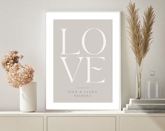 Love - Name Poster I Personalized A4 I Family Poster I Home I Gift for Wedding I Anniversary I Love I Couple Picture