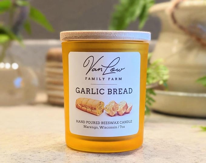 Garlic Bread Candle Beeswax Hand Poured Funny Kitchen Gift 7oz