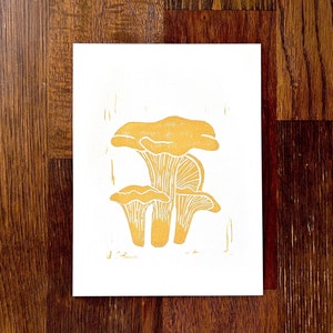 Impressão em linóleo Arte de cogumelo chanterelle