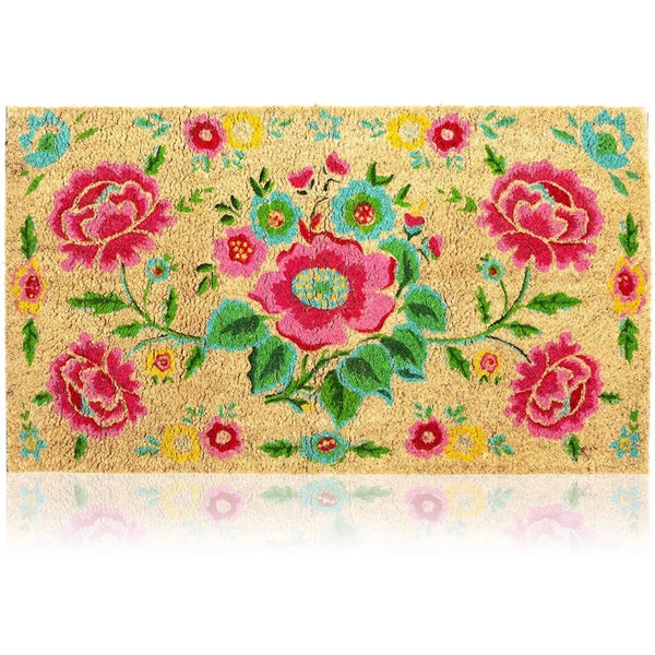 Floral Coir Mat Etsy