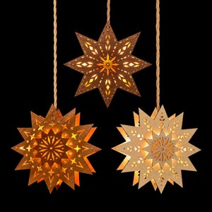 Scandinavian Window Star Light | Choose Your Design & Wood | Wooden Hanging Welcome Light | Nordic Christmas Decor