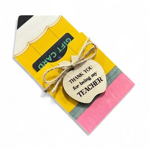 porte-cartes de remerciement pour professeur | Cadeau de fin d'année pour professeur | Porte-cartes cadeau crayon | Professeur d'école présent | Appréciation de l'enseignant
