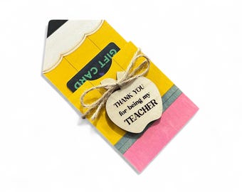 Teacher Thank You Gift Card Holder | End of Year Gift for Teacher | Pencil Gift Card Holder | School Teacher Present | Teacher Appreciation