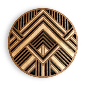 Wood Round Mosaic Wall Art | Modern Geometric Wall Hanging | Housewarming Gift | Wooden Circle | Custom Colors | Design Your Wall Art