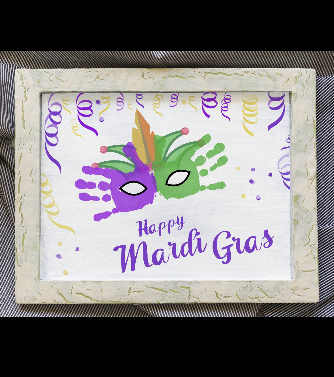mardi gras handprint art