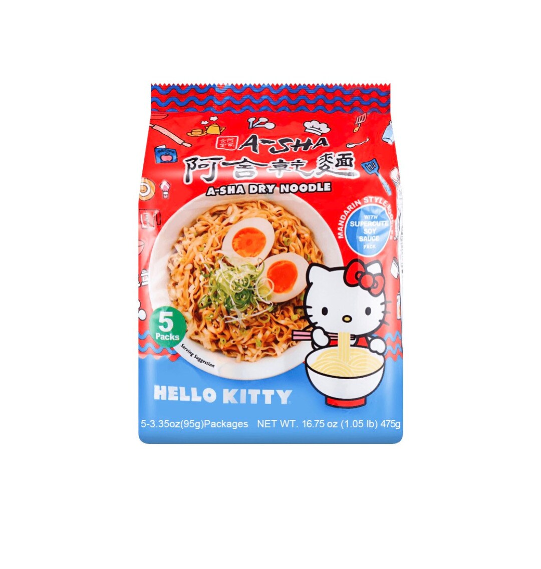 Hello Kitty Ramen A Sha Soy Sauce Flavored Asian Ramen Pack Etsy