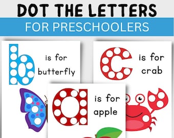 Puede incluir: Cuatro tarjetas de alfabeto imprimibles para niños en edad preescolar. Cada tarjeta presenta una letra, una imagen y la frase "is for" seguida del nombre del objeto. Las letras son B, C, A, y las imágenes son una mariposa, un cangrejo y una manzana. Las letras están delineadas en negro y tienen puntos blancos en el interior. Las imágenes son coloridas y tienen puntos blancos en el interior.