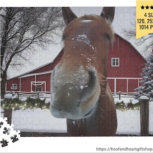Funny Horse Christmas Puzzle (110, 252, 520, 1014-piece) Winter Horse Jigsaw Puzzle Lover Gift, Family Adult Kids Puzzle, Horse Lover Gift