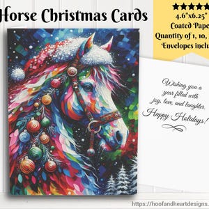 Tarjetas navideñas de caballos (1, 10, 30, 50 piezas) Juegos de tarjetas de felicitación navideñas, tarjetas para amantes de los caballos, tarjetas navideñas para dueños de caballos, entrenadores y preparadores