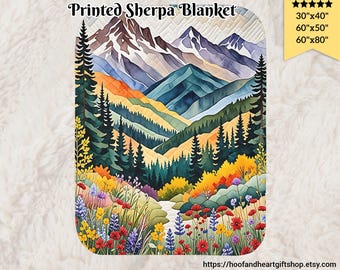 Mountain Forest Sherpa Blanket: Wildflower Cabin Decor