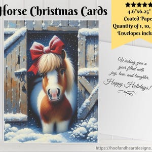 Tarjetas navideñas de caballos (1, 10, 30, 50 piezas) Juegos de tarjetas de felicitación navideñas, tarjetas para amantes de los caballos, tarjetas navideñas para dueños de caballos, entrenadores y preparadores