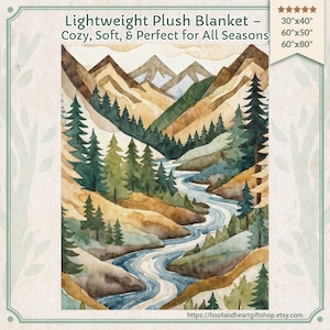 Fall Mountain Forest Plush Blanket, Lightweight, Soft Cozy Throw