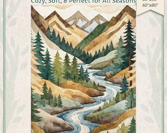 Fall Mountain Forest Plush Blanket, Lightweight, Soft Cozy Throw