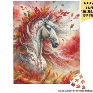 Fall Horse Puzzle (110, 252, 520, 1014-piece) Autumn Horse Jigsaw Puzzle Lover Gift, Family Adult Kids Puzzle, Horse Lover Gift