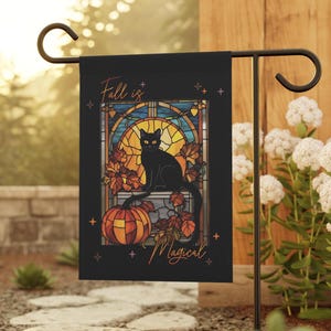 Black Cat Garden Flag, Fall is Magical (pole Not Included) Yard Flag ...