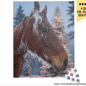Winter Horse Puzzle (110, 252, 520, 1014-piece) Snowy Christmas Horse Jigsaw Puzzle Lover Gift, Family Adult Kids Puzzle, Horse Lover Gift