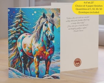 Horse Christmas Cards (1, 10, 30, 50pcs) Christmas Greetings Card, Horse Lover Card, Christmas Card Daughter, Wife, Sister, Mother, Grandma