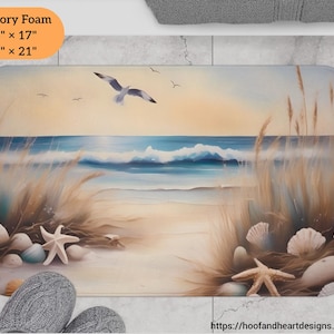 Coastal Serenity Memory Foam Bath Mat, Ocean Home Decor, Beach Themed Bath Mat, Nautical Bathroom Decor, Seaside Gift Idea, Summer Vibes