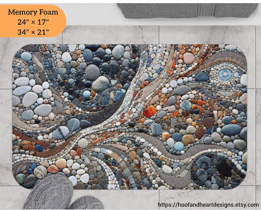 Rocks Spa Rug Mosaic Rocks Memory Foam Bath Mat 24