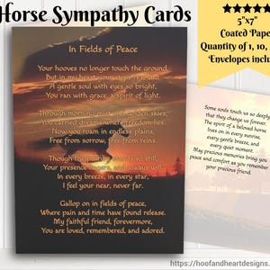 Cartes de sympathie cheval (1, 10, 30, 50 pièces), poème hommage commémoratif équin des Champs de la paix, cadeau de sympathie équestre