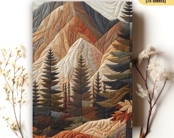 Mountains and Forest Lined Writing Journal, Nature Lover Personal Diary, Outdoor Lover Notebook Gift, Cabin Guest Book