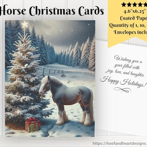Tarjetas navideñas de caballos (1, 10, 30, 50 piezas) Juegos de tarjetas de felicitación navideñas, tarjetas para amantes de los caballos, tarjetas navideñas para dueños de caballos, entrenadores y preparadores