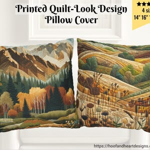 Mountain Wildflowers Square Throw Pillow Case, Printed Quilt-Look (14&quot;, 16&quot;, 18&quot;, 20&quot;), Nature Accent Pillow Cover Home Decor Travel Camper