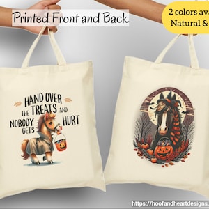 Trick or Treat-tas paard Halloween, hand over the Treats And Nobody Gets Hurt Canvas draagtas paard, cadeau paardenliefhebber