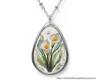 Collana Calla Lily: ciondolo floreale a goccia in argento