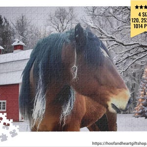 Winter Horse Christmas Puzzle (110, 252, 520, 1014-piece) Winter Horse Jigsaw Puzzle Lover Gift, Family Adult Kids Puzzle, Horse Lover Gift