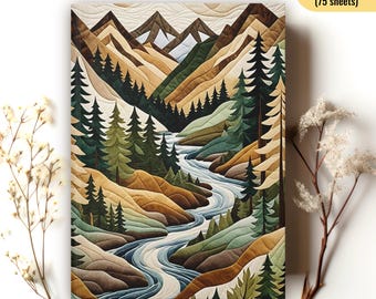 Mountains and Forest Journal, Nature Lover's Hardcover Journal, Matte Lined Notebook, Outdoor Adventure Diary