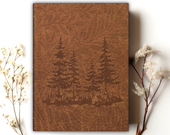 Pines Lined Writing Journal Leather Look Personal Diary Outdoor Lover Gift Cabin Guest Book Gift