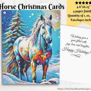 Cartes de Noël cheval (1, 10, 30, 50 pcs) Carte de voeux de Noël, carte d'amant de cheval, carte de Noël fille, épouse, soeur, mère, grand-mère