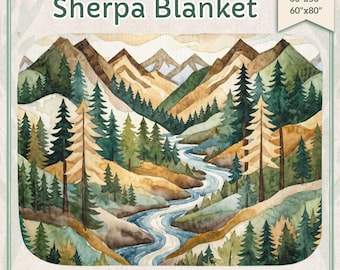Mountain Forest Sherpa Blanket, Plush Nature Throw