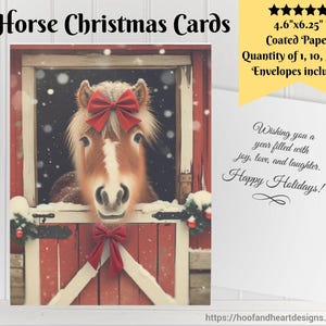 Tarjetas navideñas de caballos (1, 10, 30, 50 piezas) Juegos de tarjetas de felicitación navideñas, tarjetas para amantes de los caballos, tarjetas navideñas para dueños de caballos, entrenadores y preparadores