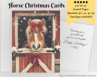 Horse Christmas Cards: Equestrian Holiday Greeting Card Set