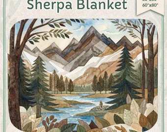 Mountain Forest Sherpa Blanket, Plush Nature Throw