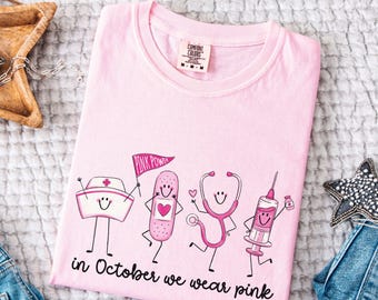 Breast Cancer Awareness Shirt, In October We Wear Pink T-shirt, Cancer Survivor Tee, Support Squad Breast Cancer Gift, Oncology Nurse Team
