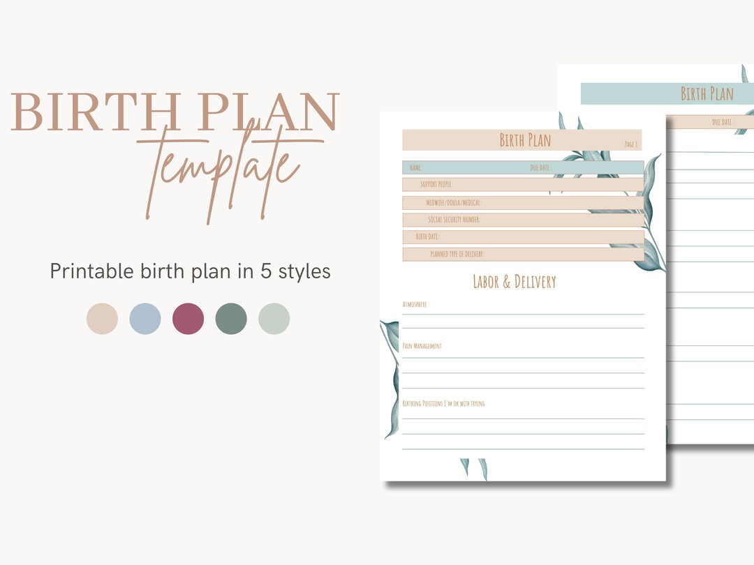 Printable Birth Plan Template Printable Birthing Plan - Etsy