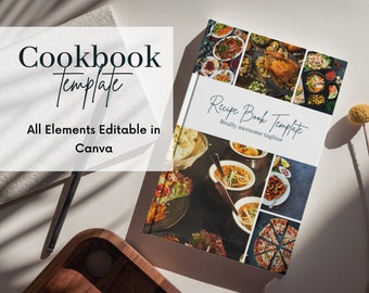 Cookbook Template | Editable Recipe Book Template | Printable Recipe ebook | Canva Templates | Digital Recipe Book